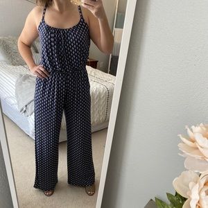 Navy Blue Jumpsuit with White Pattern